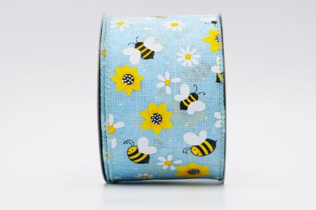 Spring Flower With Bees Collection Ribbon_KF7564GC-12-12_blue